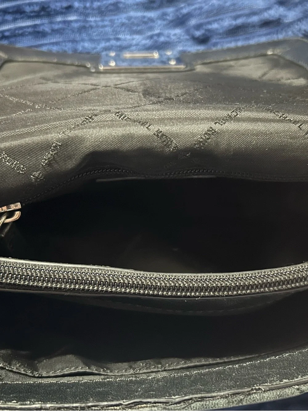 Michael Kors Black Quilted Shoulder Bag with Silver Chain
